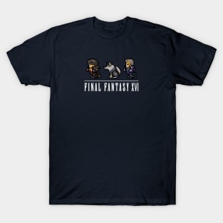 Clive, Torgal, and Cid Logo Design | FFXVI Pixel Party Members | Final Fantasy 16 | Dark Colors T-Shirt